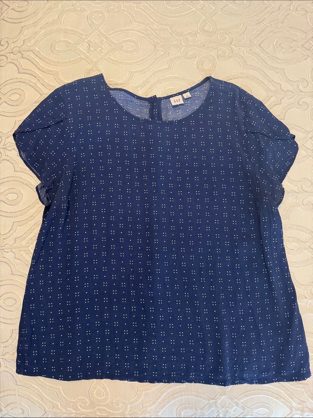 GAP Navy Blue Short-Sleeve Dot-Pattern Blouse